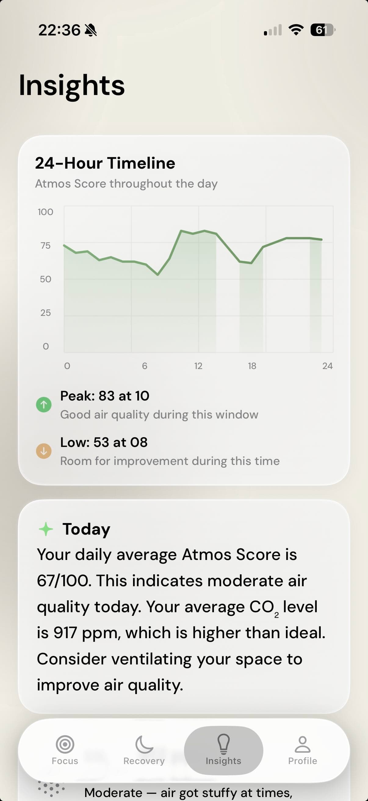 Discover the conditions where you focus and recover best. app screen